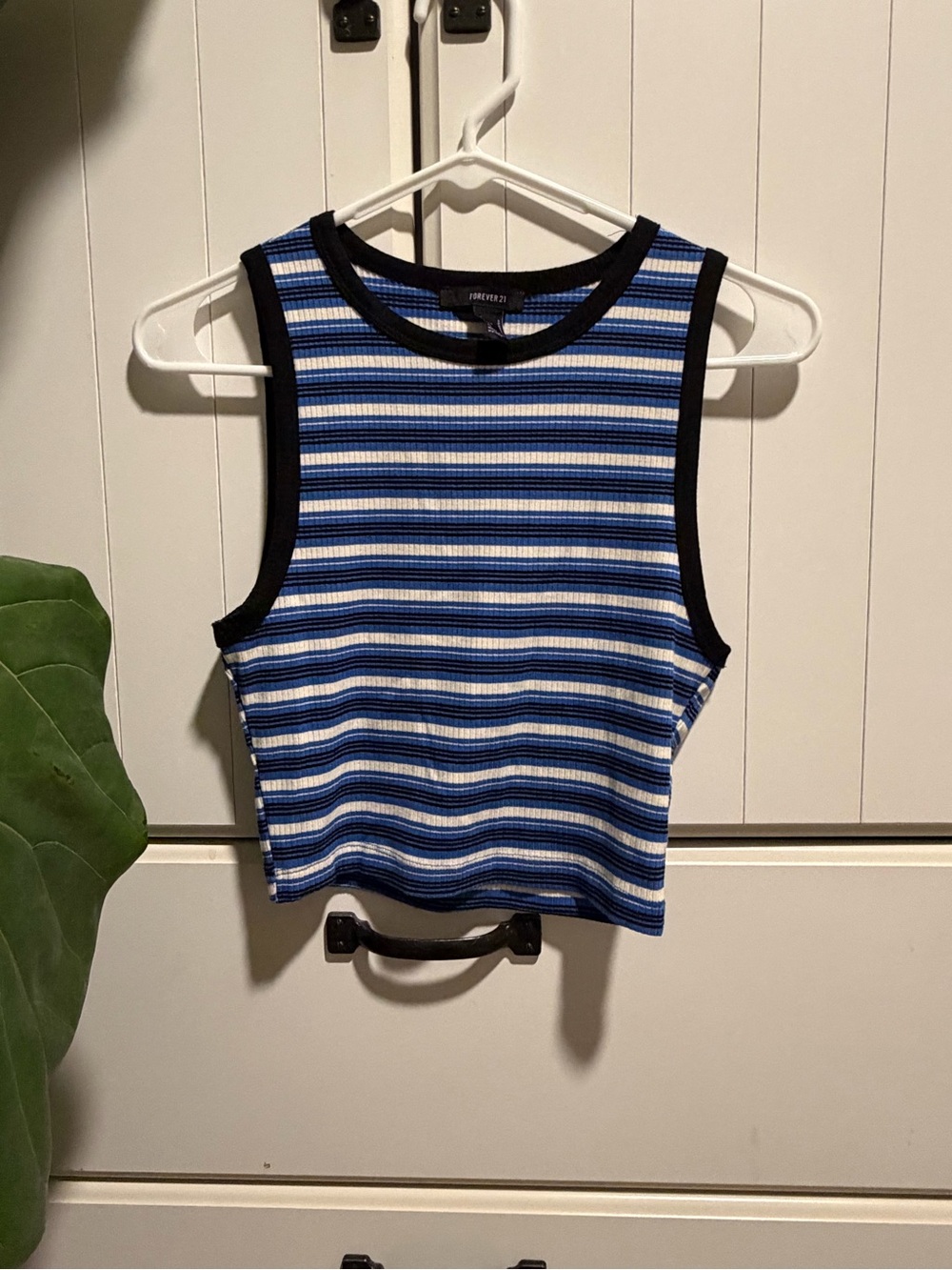 132 - Forever 21 Blue Stripe Ribbed Tank Top
